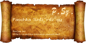 Paschka Szörény névjegykártya
